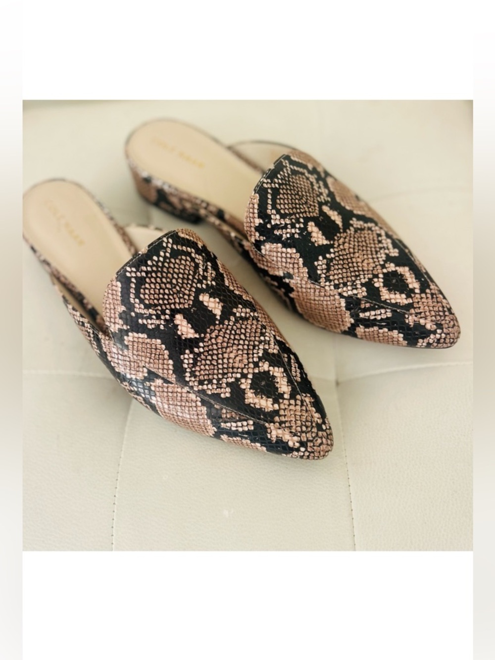 Cole Haan Snake Reptile Leather Piper Mules BNWT Size 7